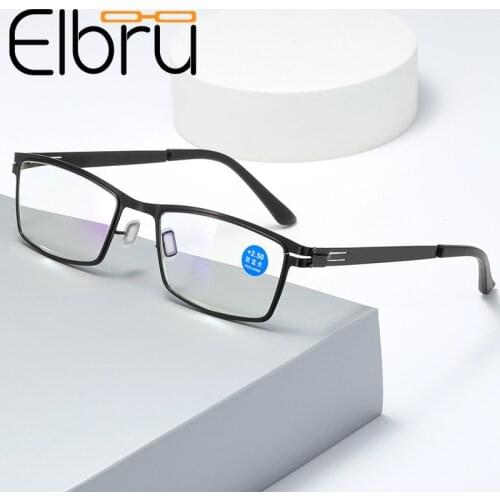Elbru Anti-blue Light Reading Glasses Fashion Spring Leg Men Business Presbyopia Glasses +1.0 +1.5 +2.0 +2.5 +3.0 +3.5 +4.0