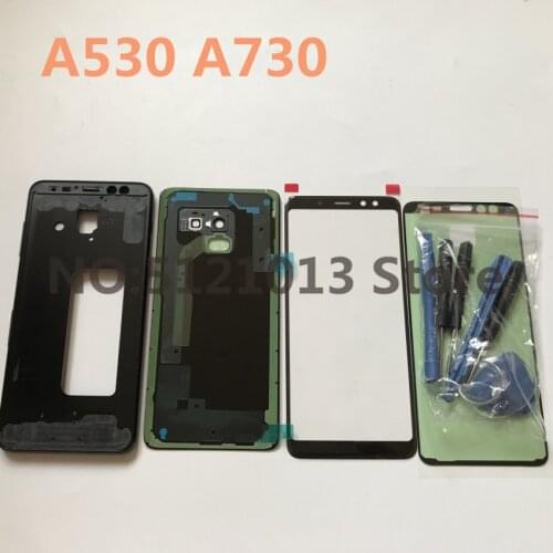 Original Full Housing Case Back Cover Front Screen Glass Lens+Middle Frame For Samsung Galaxy A8 A530 A8+plus A730 2018 Parts