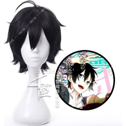 Miyamura Izumi Anime Hori-san to Miyamura-kun Horimiya Cosplay Short Black Wig Heat Resistant Synthetic Hair +Free Wig Cap