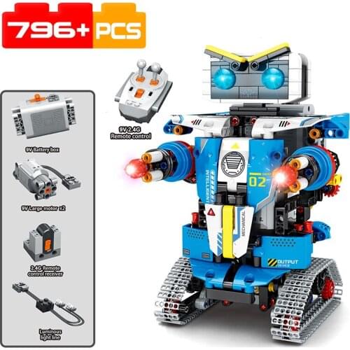 796PCS New Technology RC Vehicle Robot Transformation Racing Building Block Creator Remote Control Robot Gun Childrens Toy