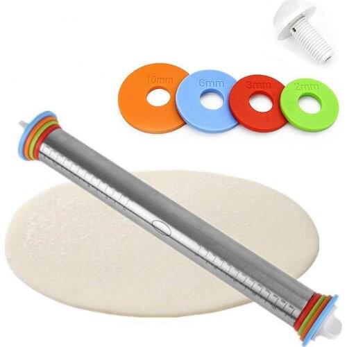 17 Inch Adjustable Length Stainless Steel Roller Fondant 43cm Cake Roll Dough Roller Baking Tool Roll