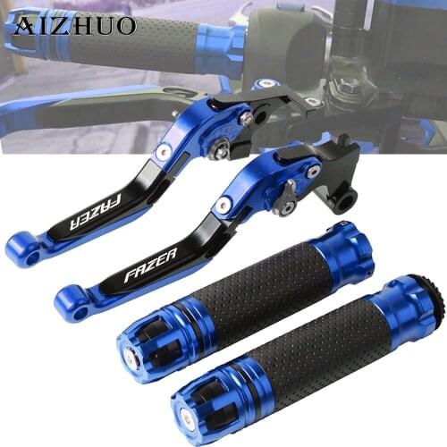 Motorcycle Brake Clutch Lever Extendable+Handle Grips Handlebar For YAMAHA FZ6 FAZER 2004-2010 2005 2006 2007 2008 2009 FZ6FAZER