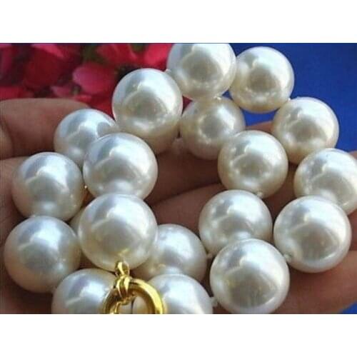 Lowest rare huge 20mm south sea white shell pearl necklace Jewelry fashion jewellery