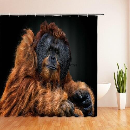 Animals Shower Curtains Bathroom Polyester Tiger lion orangutan waterproof Shower Curtain Printing Curtain Beach Shower Curtains
