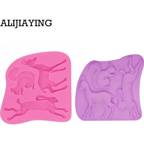 M1223 Squirrel / Rabbit / Deer Shape Silicone Mold Fondant Sugar Candle Paste Jelly Moulds Fondant Cake Decorating Tools