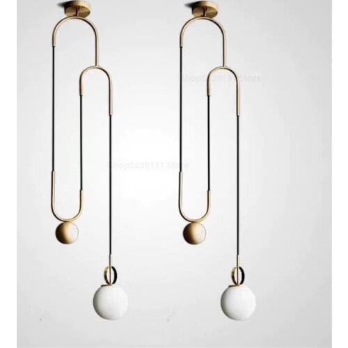 Nordic Modern Glass Orb Pendant Lights American Retro Loft Hanging Lamps Living Room Restaurant Lighting LED Deco Light Fixtures