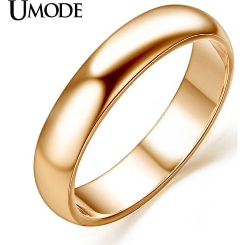 UMODE For Man and Woman Aneis Rose Gold Color Anillos Mujer Anelli High Polish Wedding band Classic rings JR0097A