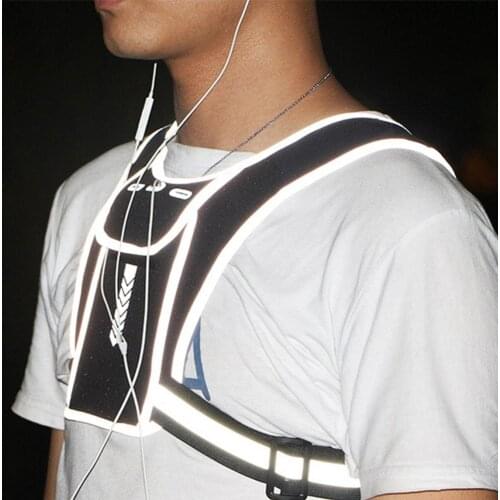 Running Vest Sports Reflective Vest SBR Waist Bag Backpack With Phone Pocket Earphones Holes Vest For Jogging Cycling Accessory