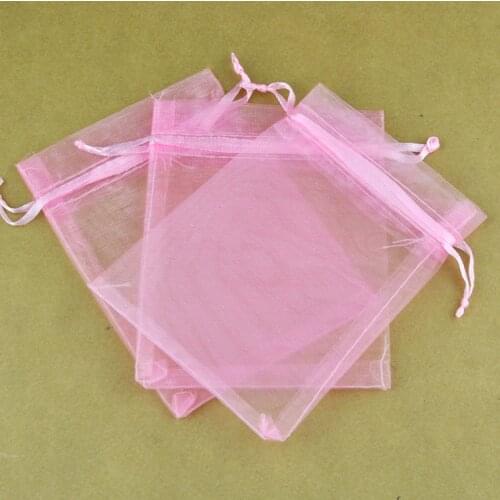 100pcs/lot Pink Organza Bags 15x20cm Drawable Wedding Favor Jewelry Pouches Candy Gift Packaging Bags Cute Drawstring Gift Bag