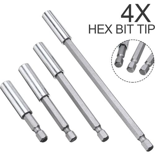 4Pcs Extension Bit Holder Socket Bit Adapter Set Hex Impact Drill Bits Driver Bar Wrench Extension Bit Quick Change Hand Tool