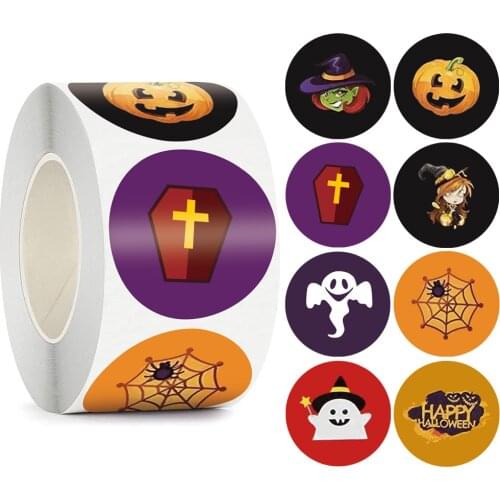 50-500pcs Halloween Decoration Labels Seal Stickers Pumpkin ghost Cat Elf Witch Ghost Sealing Gift Paper Label Sticker