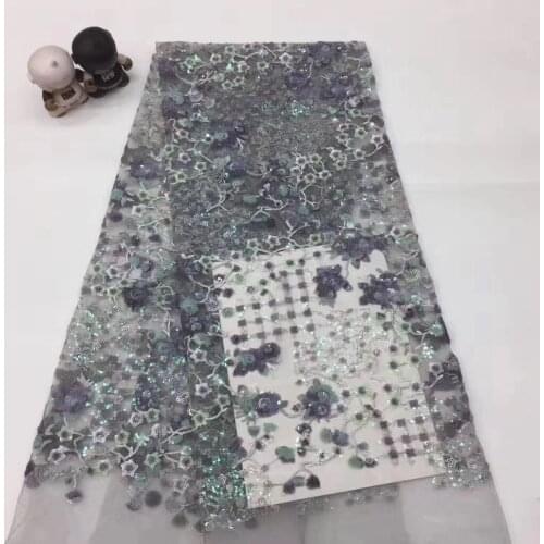 African Lace Fabric 2021 High Quality Lace Fabric Nigeria French Sequined Tulle Mesh Lace Fabric Clothes XX37161