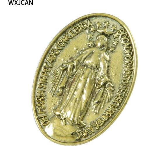 Virgin Mary brooch pendant Badges Oval metal vintage brooches concebida rogad por nosotros WXJCAN