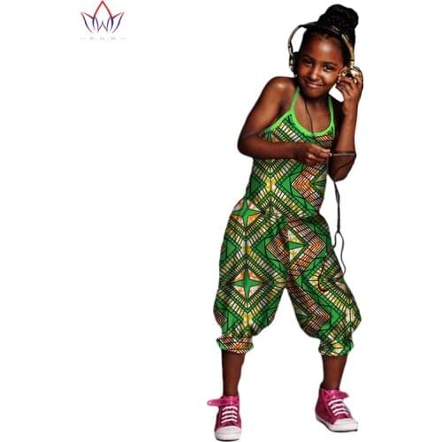 BRW Girl Jumpsuit 2017 Sleveless Kid Rompers Girls Clothes Party Princess Pant 3-13 year birthday Print Clothing WYT67