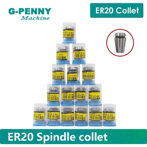 ER20 spindle motor collet chuck 16 pcs collets size from 1 mm to 13mm full set for CNC milling lathe tool spindle motor collet