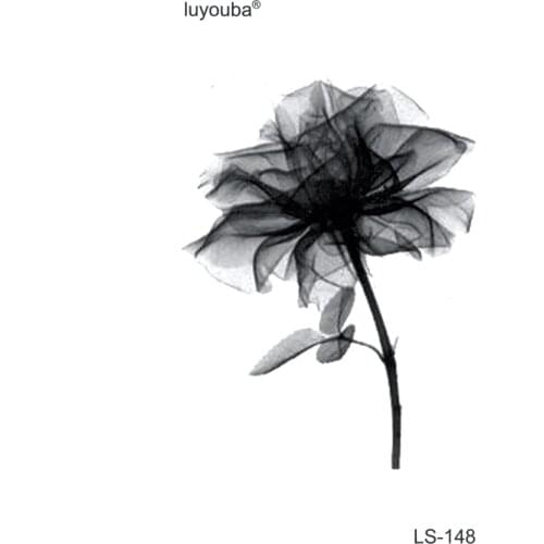 Black Rose Waterproof Temporary Tattoo Sticker Beauty Flower Fake Tattoo Temporary Tatoo Men Tatuajes Faux Tatouage Face Jewels