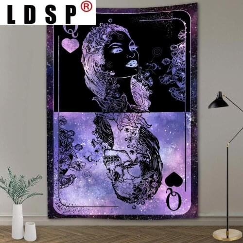 LDSP Home Decor Tarot Tapestry Hippie Black and White European Medieval Divination Tapestry Mysterious Gothic Living Room