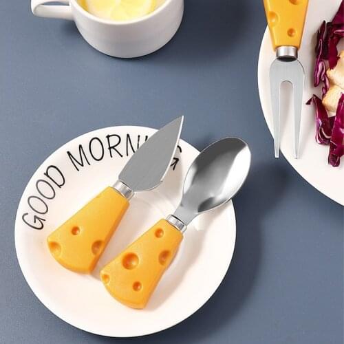 Home Super Cute Cheese Knife And Fork Cute Breakfast With Butter Cake Bread Dessert Fork Kitchen Gadget Sets Accessories