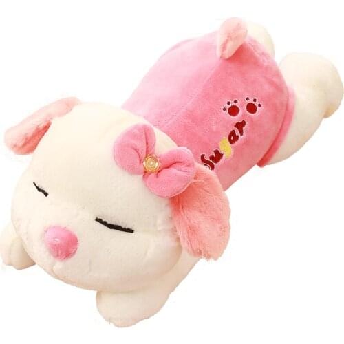 Dorimytrader Lovely Soft Anime Lying Dog Plush Toy Big Stuffed Cartoon Pink Dogs Doll Animals Pillow Baby Present 39inch 100cm