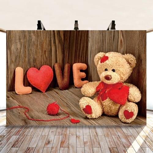 Yeele Love Heart Photocall Wooden Boards Bear Floor Photography Backdrop Personalized Photographic Backgrounds For Photo Studio