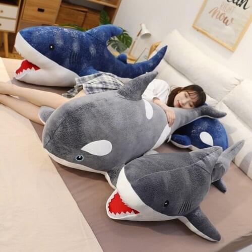 95cm Giant Plush Shark Toys Stuffed Plushie Soft Whale Sleeping Pillow Toys for Girls Birthday Gifts for Children Home Decor