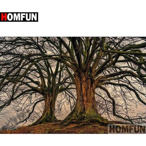 HOMFUN Square Round Drill 5D Diamond Painting Environmental Crafts Full Diamond Embroidery "Landscape tree" Home decor A07721