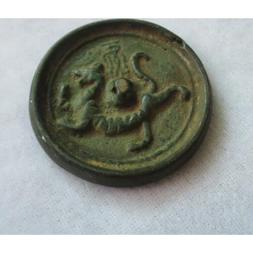 Collectible Chinese Old Bronze Carved "Dragon" Coin /Zodiac Figurines Free shipping