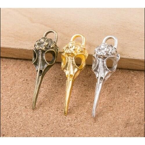 2pcs Gold Color Antique Bronze and Antique Silver Plated Skull Bird Head DIY Handmade Jewelry Accessories