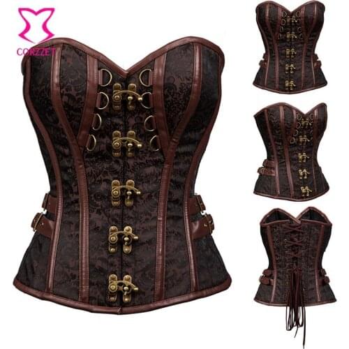 Red/Black Brocade Punk Rave Bustier Sexy Corsets And Bustiers Gothic Corset Steampunk Korsett Burlesque Plus Size Women Clothing