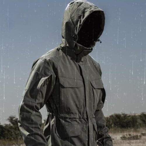 Men Outdoor Military Tactical Combat M65 Jacket Waterproof Scratchproof Foldable Hat Multi-pocket Coat Long Climbing Army Jacket