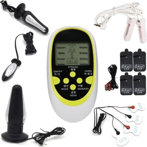 BDSM Medical Electro Shock Anal Butt Plug Electro Stimulation Nipple Clamp/Pads E-stim Prostate Massager Body Massager Sex Toys