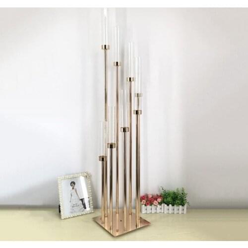 8 Heads Metal Candelabra Candle Holders Acrylic Wedding Table Centerpiece Flower Stand Candle Holder Candelabrum Home Decor SN