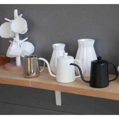 1set Metal Coffee Pot Miniature Dollhouse Kitchen Cooking Untensil Accessories Toy