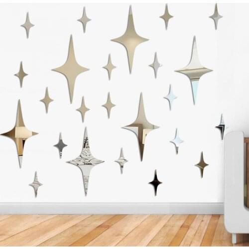 MEYA 50pcs Shinning Star Shape 3D Acrylic Wall Stickers Living Room Bed Room Ceiling Mirror Wall Sticker