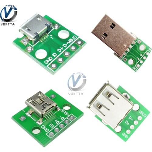 Micro Mini Usb Connector Male USB 2.0 3.0 A Female USB Connector To 2.54mm DIP PCB Adapter Converter Board Panel Module