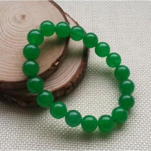 Fashion Beautiful 8mm Emerald Green Jade Gems Necklace & Bracelet Jewelry