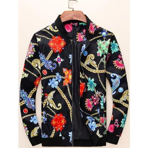 2020 Men Rib New Sleeve Classic Flower Chain Fashion High couple Baseball Coats & Jackets Abstract digital coat Motor #AB61