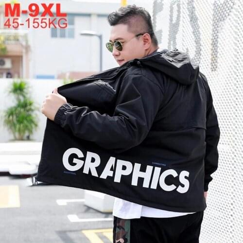 2021 Spring Autumn Hooded Jackets Men Oversized 9xl 8xl 7xl 6xl 5xl Hip Hop Streetwear Plus Size Fashion Windbreaker Coats Male