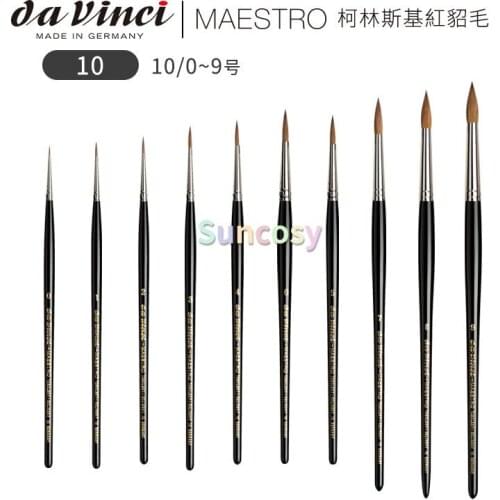 Da Vinci Watercolor Series 10 Maestro Paint Brush, Round Kolinsky Red Sable, European Style Shaping with An Extra-sharp Point