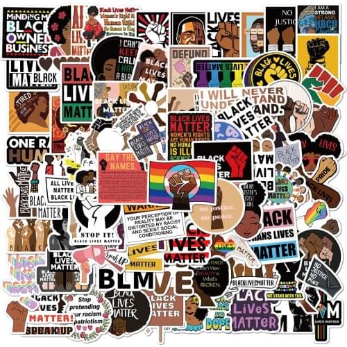 100PCS Black Lives Matter Melanin Poppin Stickers Decal For Stationery Laptop PS4 Suitcase Skateboard Motorcycle Guitar Sticker