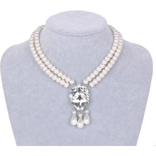 2020 New Gatsby Theme Party Polygon Imitation Pearl Necklace Necklace Two Strand Necklace 20s Necklace Accessories