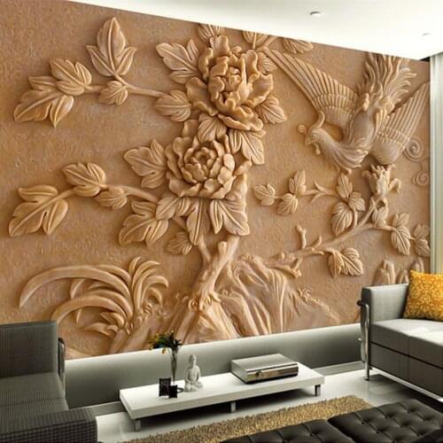 Deep Embossed 3D Flowers Photo Wall Paper Modern Design Decorative Wallpaper Roll Living Room Home Decor Papel De Parede 3D Sala
