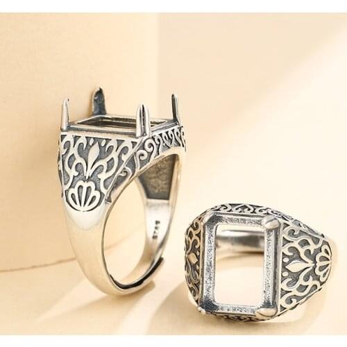 9*13mm 925 STERLING SILVER Semi Mount Bases Blanks base blank Pad men ring Setting jewelry findings (without stone) A5397
