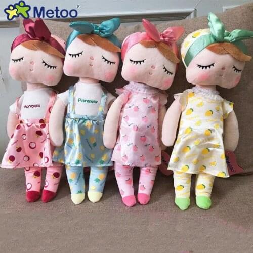 Metoo Fruit Dressing Dolls Plush&Stuffed Sweet Rabbit Cute Animals For Kids Toys Angela Doll For Girls Birthday Christmas Gift