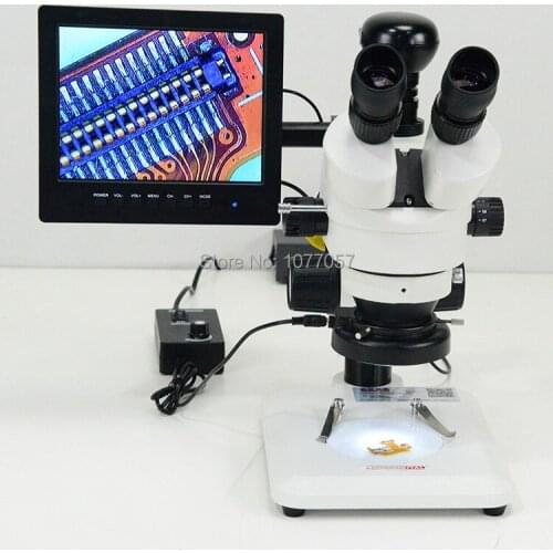 Best Sale,35X-225X HD Industry LCD AV Zoom video Microscope + Stand +AV camera + LED ringlight + 8 '' LCD screen
