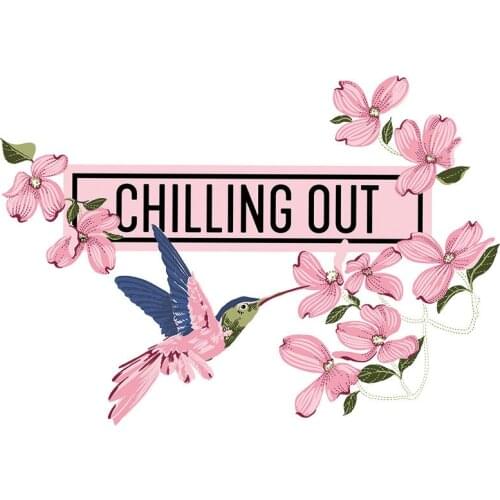 Bird flower Heat Patches Heat Sink Stickers Heat Press Sweatshirts Level Washable Vinyl Tops Girl Craft Heat Transfer T-shirt