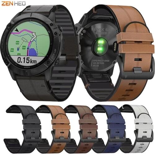 22mm 26mm Leather Strap For Garmin Fenix 6 6X Pro Smart Watch Band Quick Release Easy Fit Watchband for Garmin Fenix 5 5X Plus