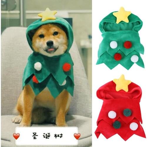 Pet Cats and Dogs Christmas Jumpsuits Creative Christmas Tree Shape Dogs Clothes Cats Clothes Hats Christmas Costumes for Dogs