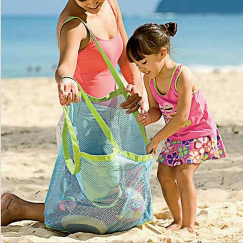 US Children Beach Mesh Bath Toys Storage Bag Tote Kids Large Folding Net Bags