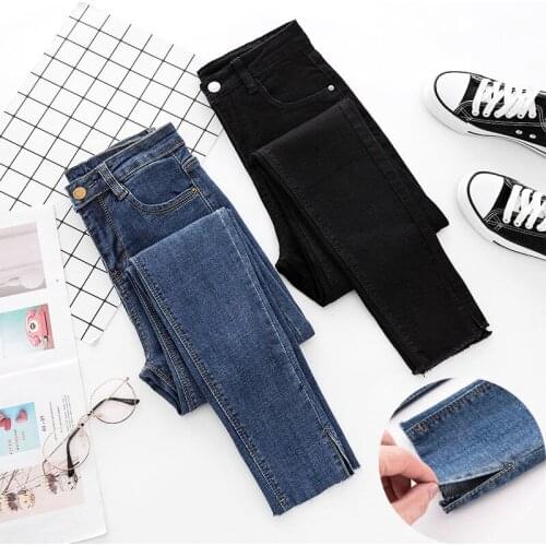 Wavsiyier Chic Autumn Vintage Streetwear High Waist Jeans Winter Elastic Denim Pants Solid Korean Women Plus Size 2020 Trousers